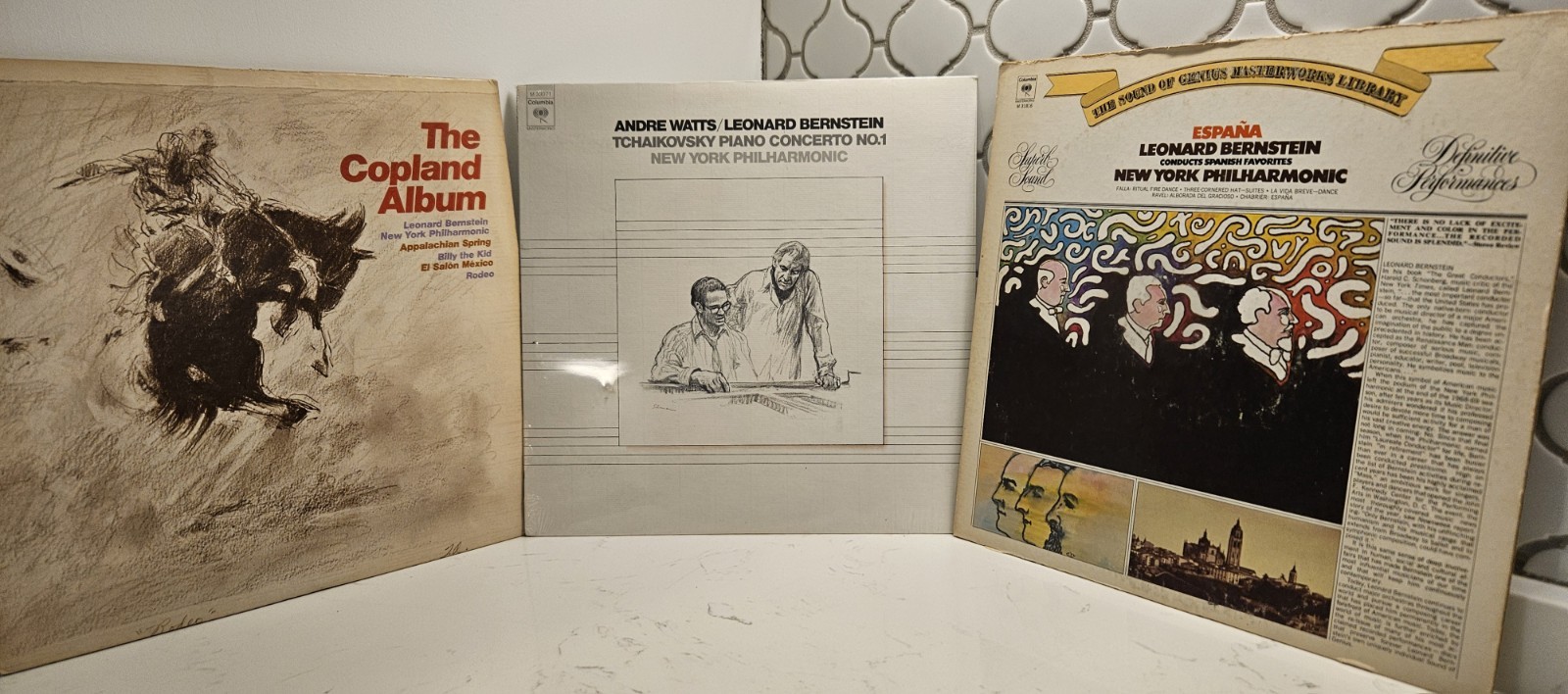 Leonard Bernstein 4 LP Lot Columbia Masterworks Copland Tchaikovsky España