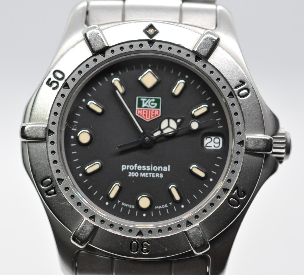 TAG HEUER Professional 2000 WE1210-R Black Quartz Diver Vintage Men's Watch JP
