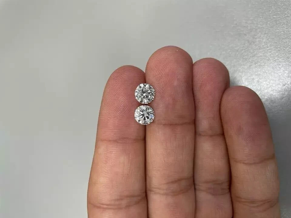 1 Ct Natural White Diamond Round Cut 5mm 2 Pcs VVS1 D Grade Certified G32