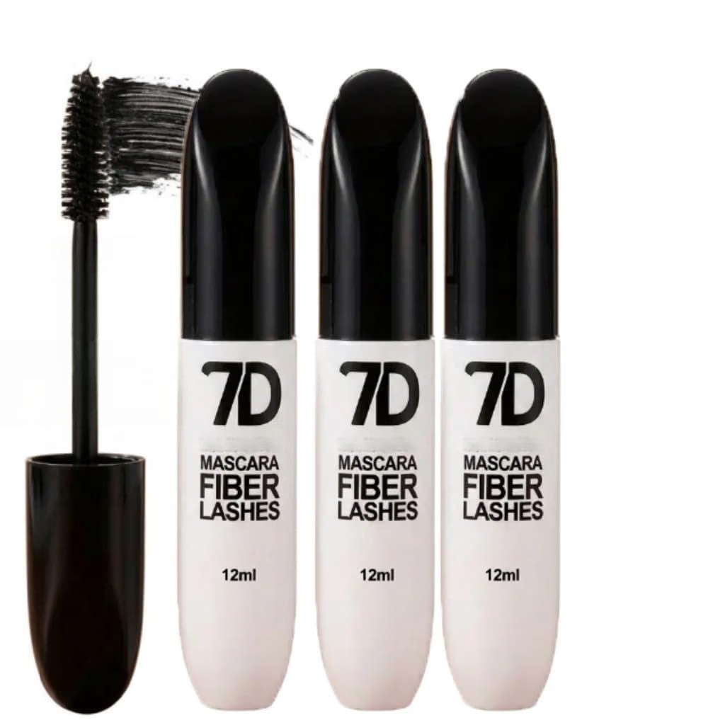 3pcs 7D Silk Fiber Black Lengthening Mascara,24Hour Smudge Proof Waterproof