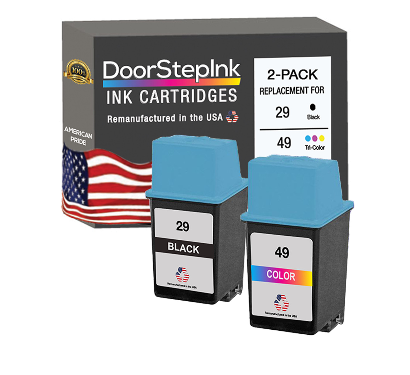 DoorStepInk Compatible Ink Cartridges for HP 29 Black and HP 49 Color -USA