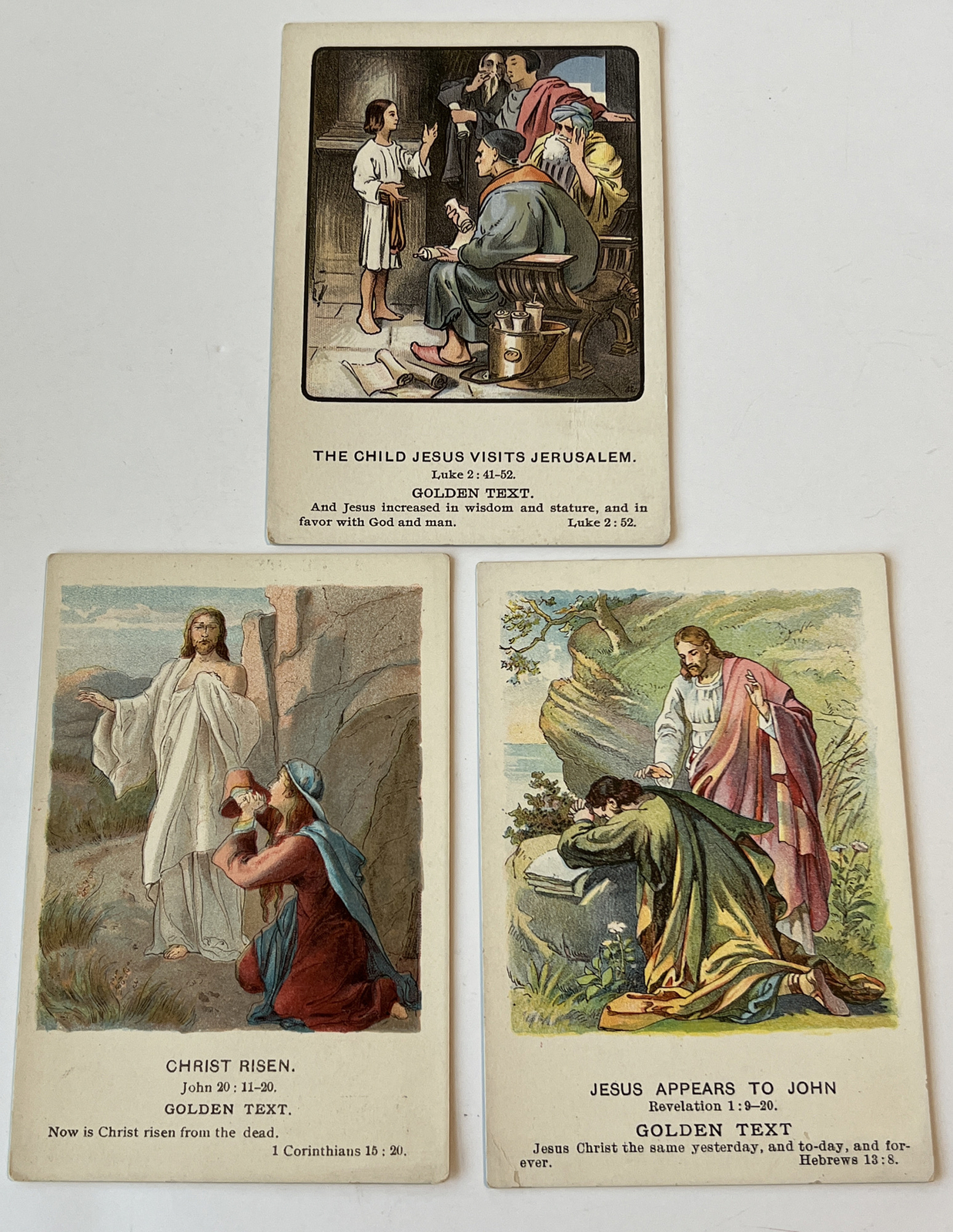 Vintage 1899,1900,1901 Westminster lessons cards Christ providence Lithograph co
