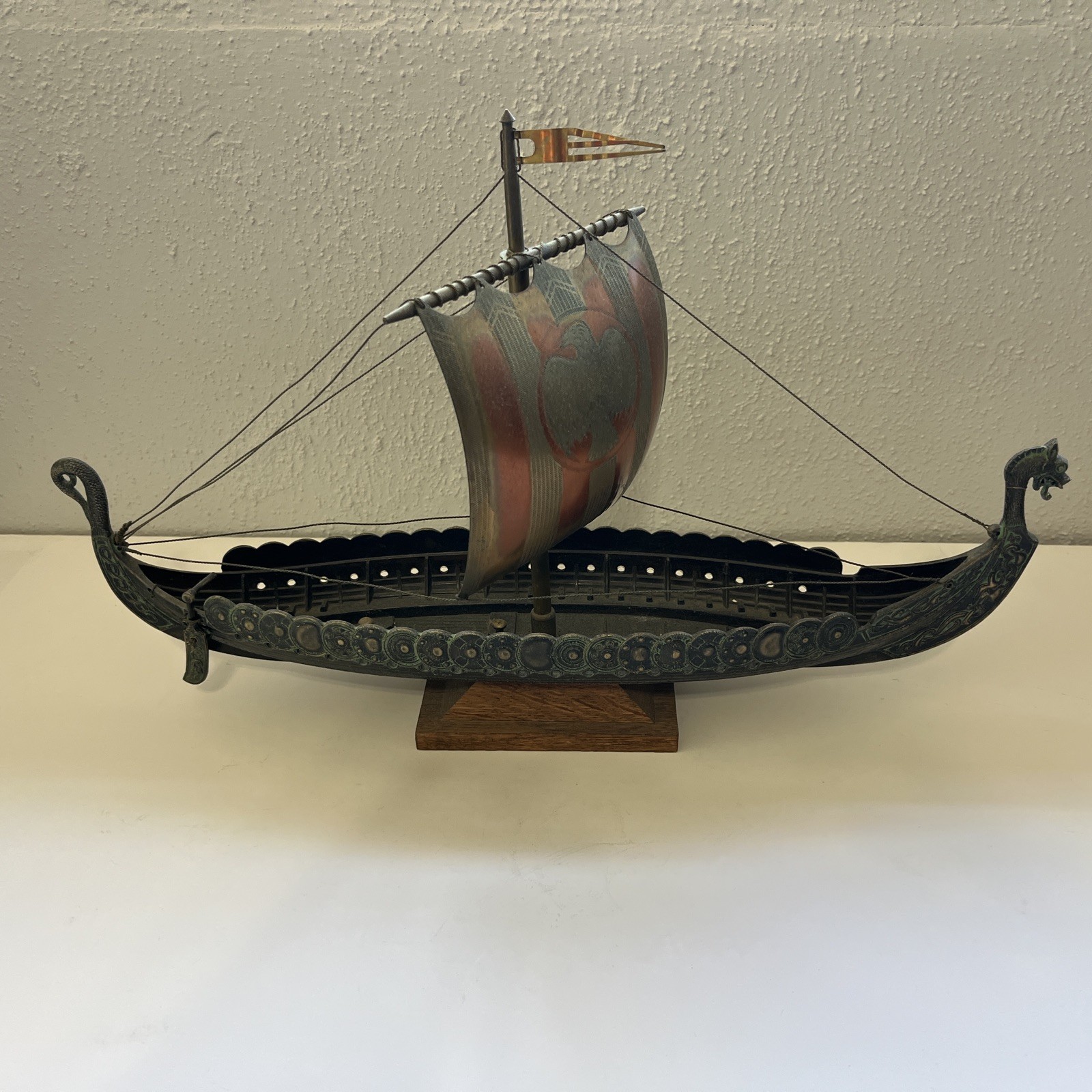 Vtg EDWARD AAGAARD Viking Ship Iron Art Copenhagen Denmark Metal Danish 16\ Vtg EDWARD AAGAARD Viking Ship Iron Art Copenhagen Denmark Metal Danish 16\