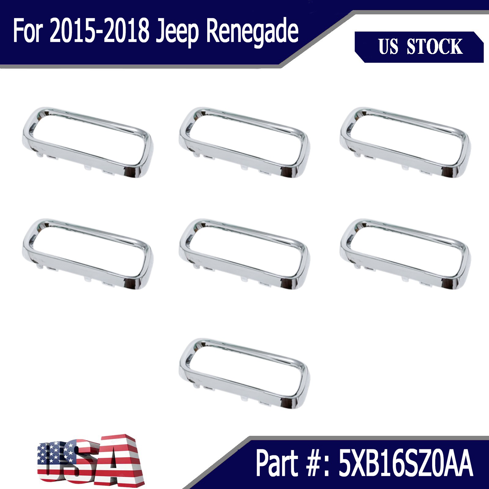 7PCS For 2015-2018 Jeep Renegade Latitude Limited North Sport Grille Trim Ring