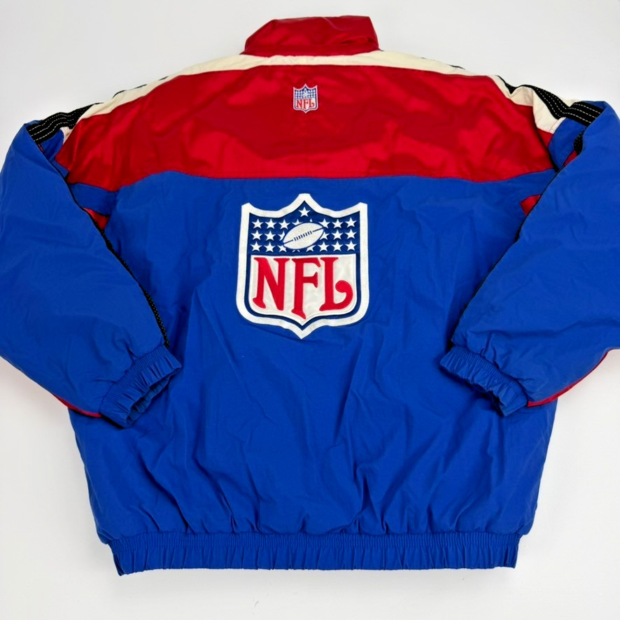 Vintage Starter NFL Pro Line Heavy Puffer Jacket Medium Blue Red Parka Coat