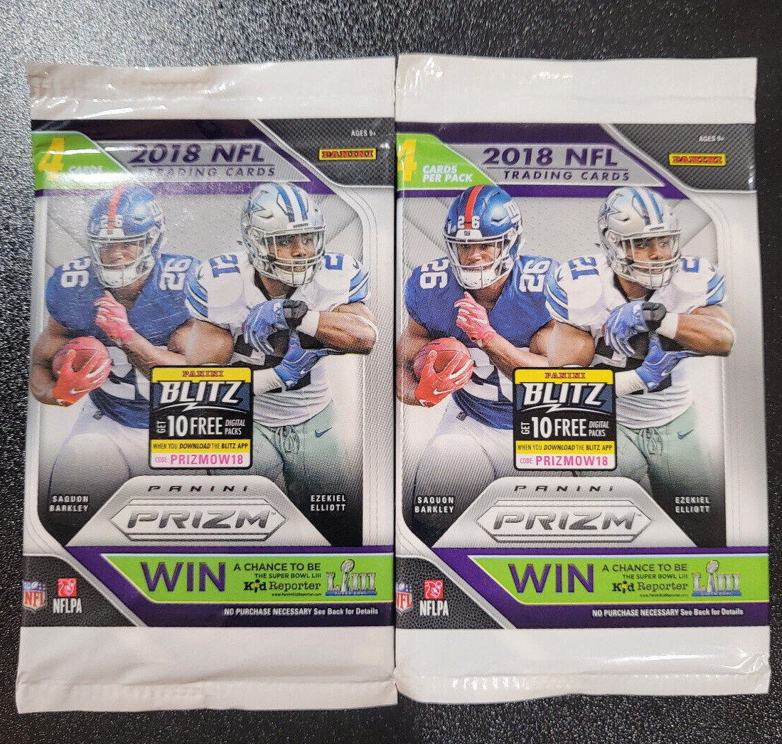 2018 Panini Prizm Football (2) 4 Card Retail packs - See Checklist within Lot