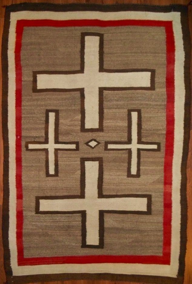 Antique Two Grey Hill Rug 6×9 Ft Native American Style Southwest Navajo Wool Rug