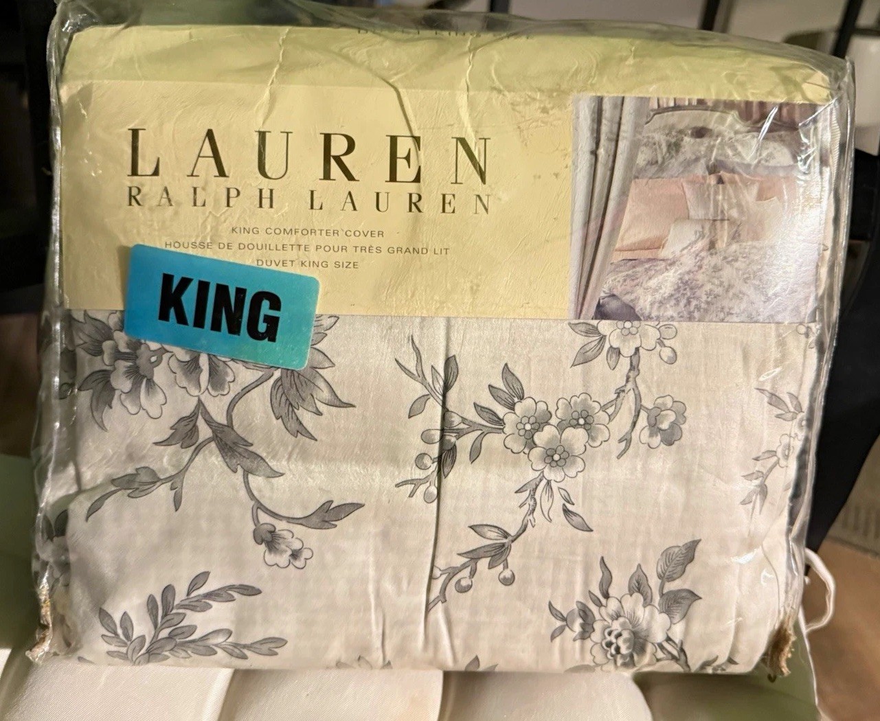 Lauren Ralph Lauren Saint Honore Pagoda King Gray Floral Cotton Duvet 110x96 Lauren Ralph Lauren Saint Honore Pagoda King Gray Floral Cotton Duvet 110x96