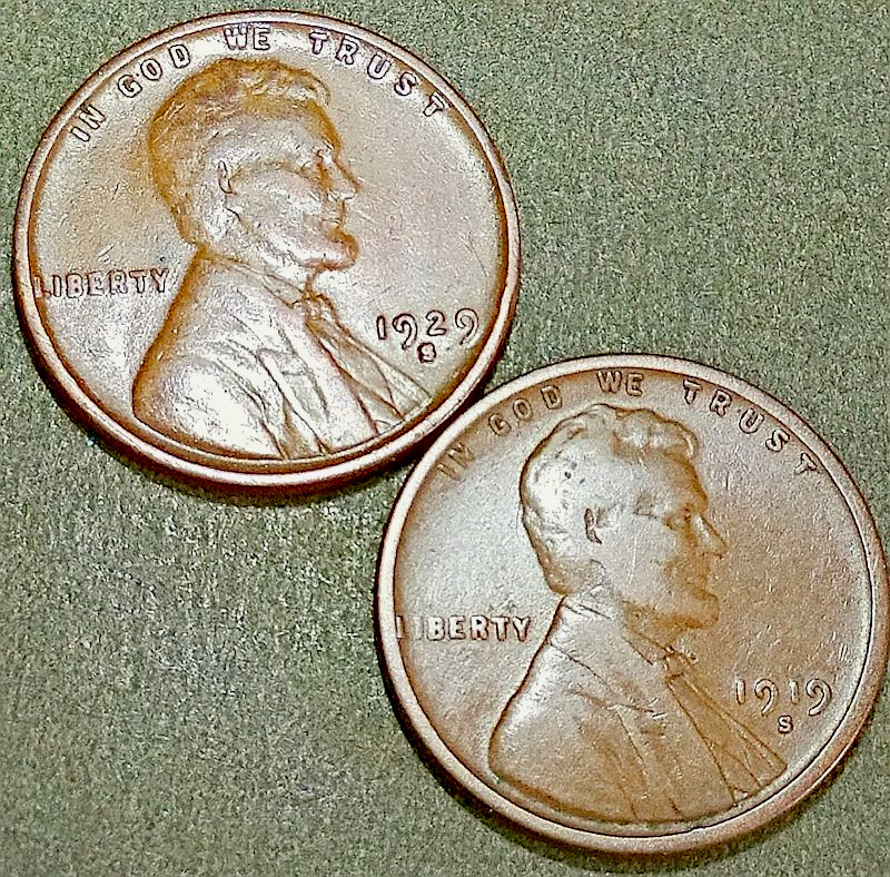 1919-s and 1929-s Lincoln cents / VG -F / Actual Coins pictured 1919-s and 1929-s Lincoln cents / VG -F / Actual Coins pictured