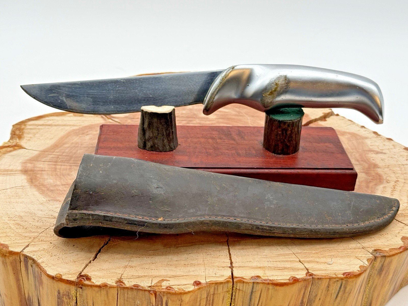 Vintage Gerber USA Shorty Fixed Blade Hunting Knife Original Sheath--2268.26
