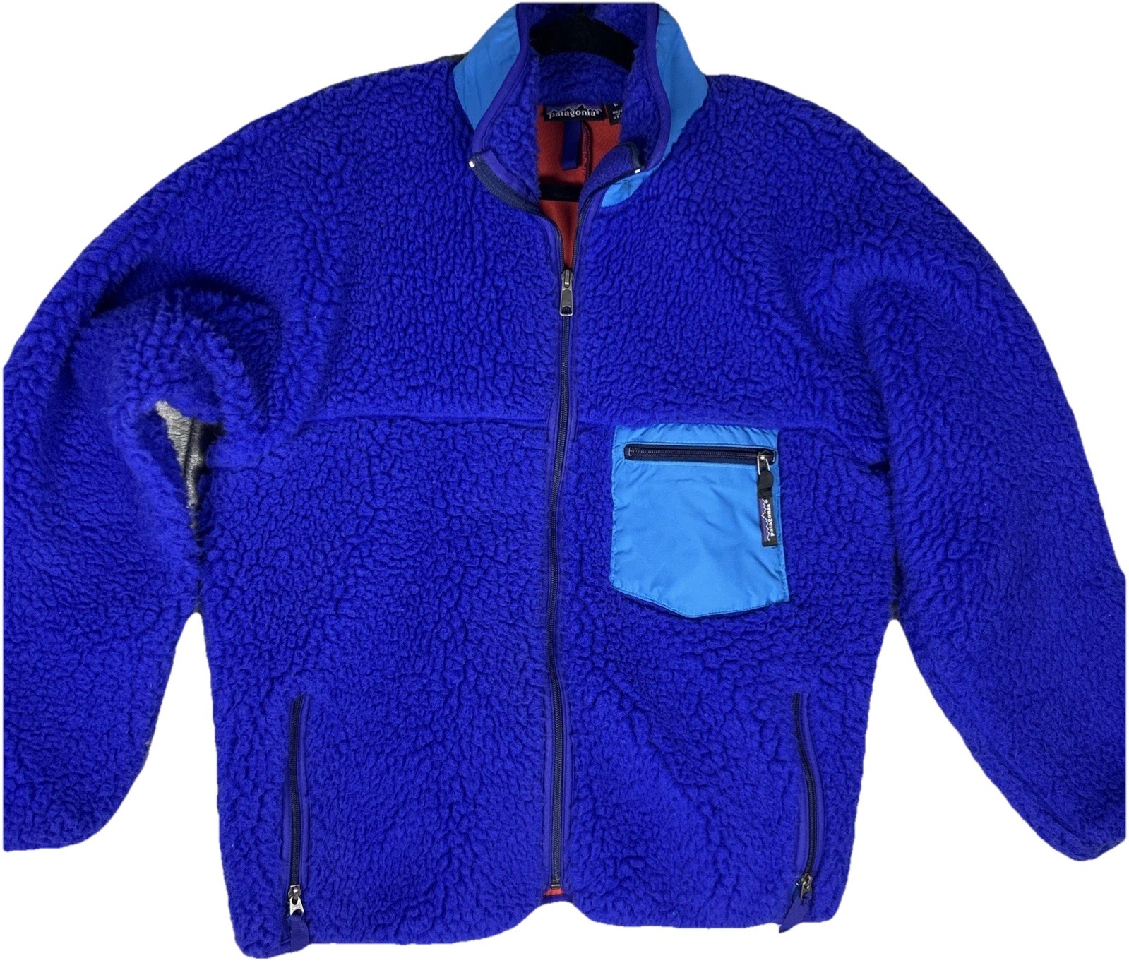 Patagonia Vtg Retro-X Deep Pile Fleece Jacket Fall 1990 SZ L Cobalt purple USA Patagonia Vtg Retro-X Deep Pile Fleece Jacket Fall 1990 SZ L Cobalt purple USA