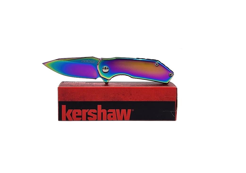 New Kershaw Valve Rainbow AO Plain Edge Folding Knife 1375RBW