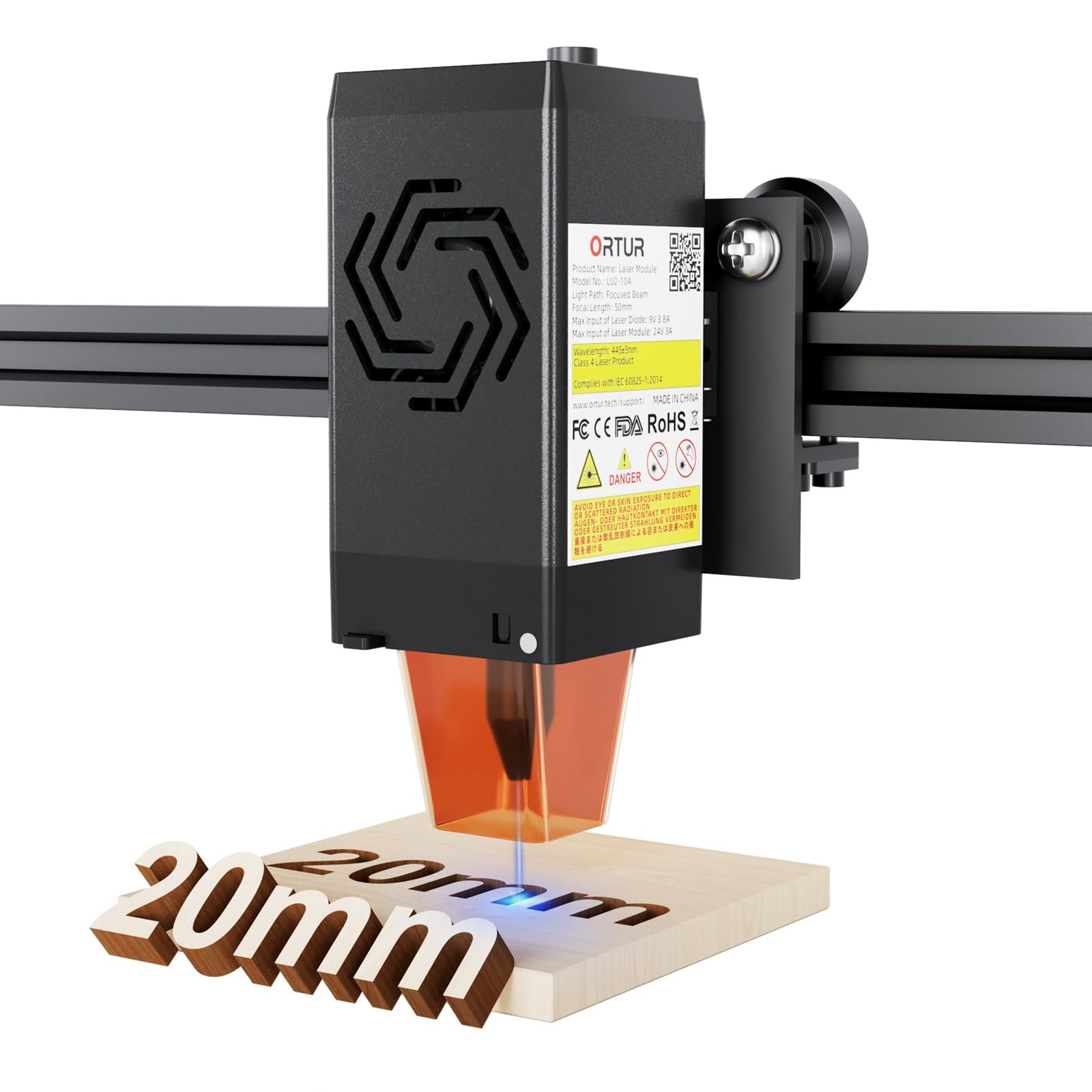 ORTUR LU2-10A Laser Module for Master 2 Pro S2, 10000mW LU2-10A, black