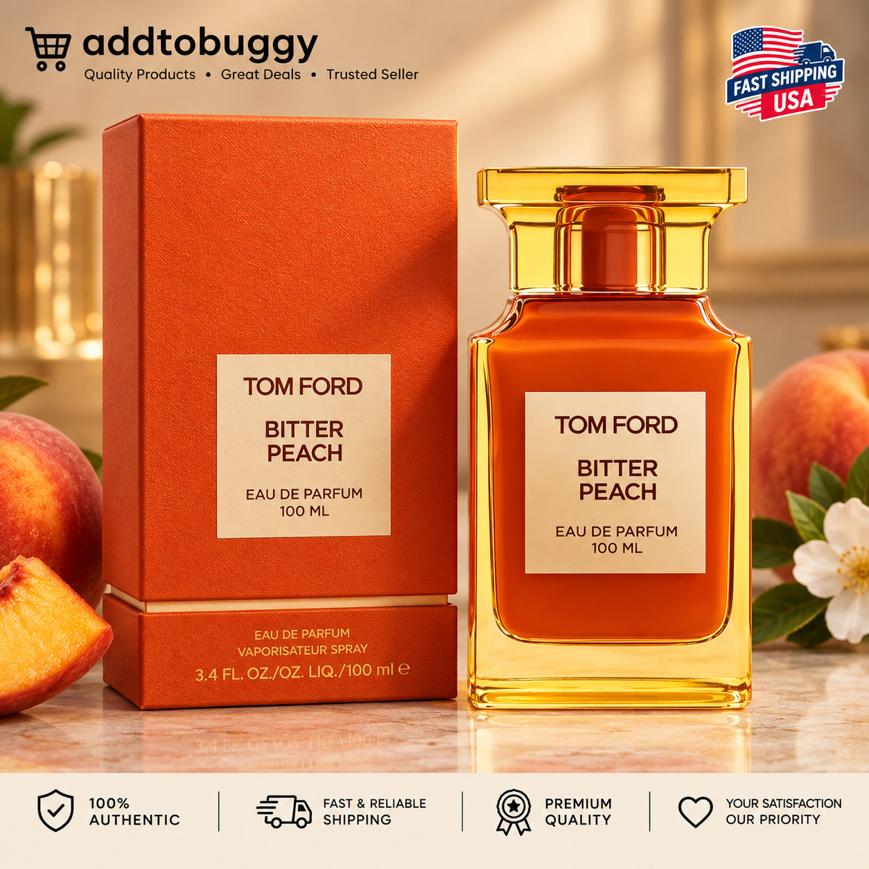 Tom Ford Bitter Peach 3.4 oz Men's Women's Eau De Parfum New with Box Tom Ford Bitter Peach 3.4 oz Men's Women's Eau De Parfum New with Box