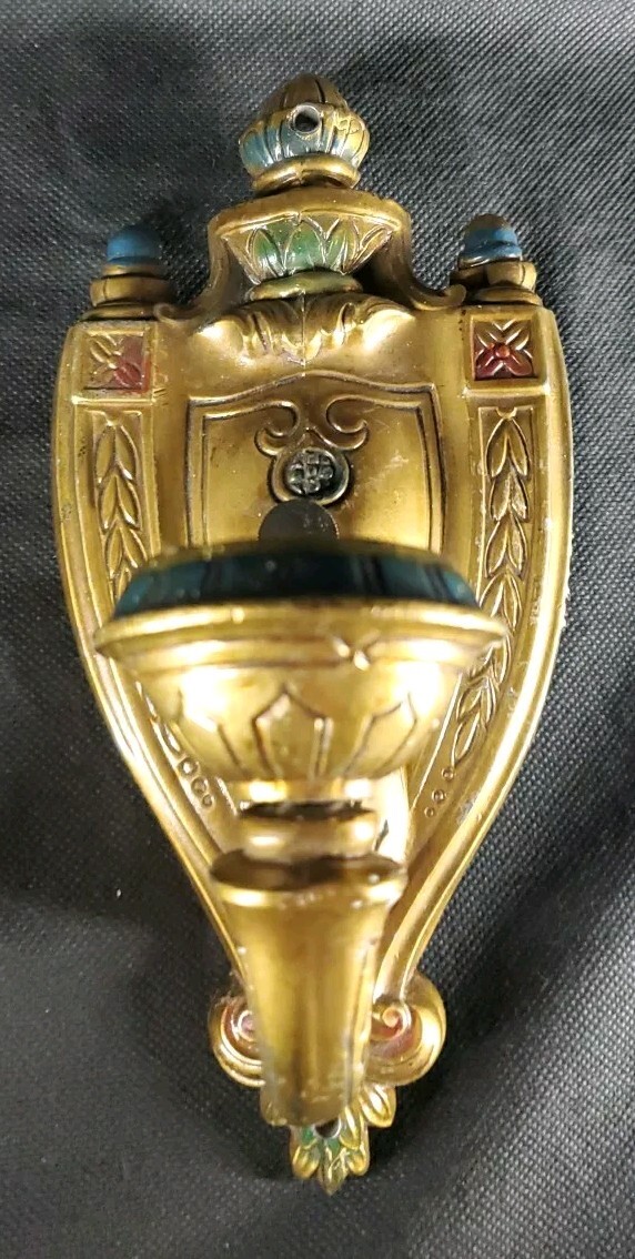 French Empire Wall Light Sconce Gilded Bronze Brass Rare 8x3.5 Antique Etched \'