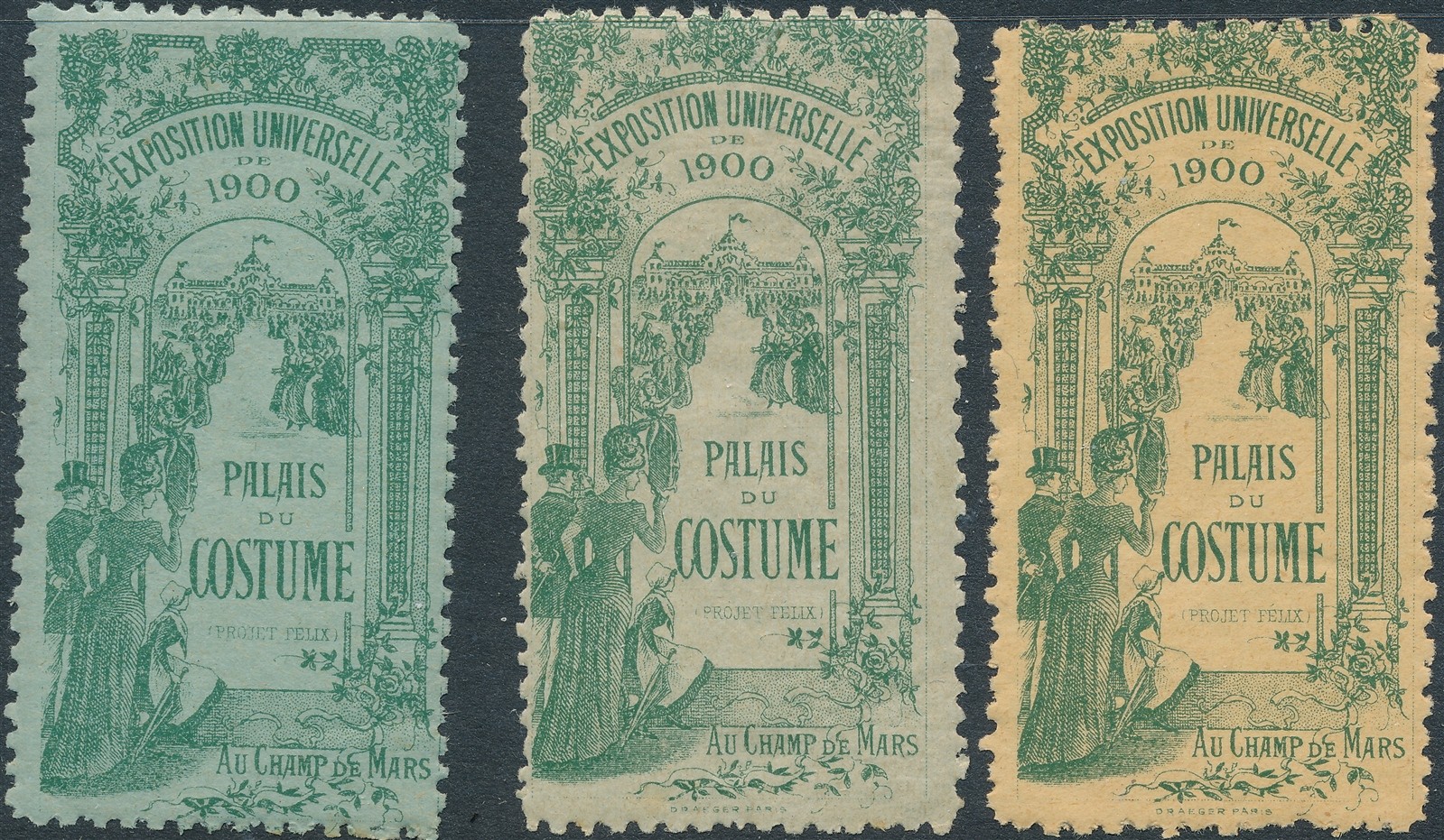 BS Stamp Label France Exposition 1900 Poster Cinderella Palais Costume Paris MNH