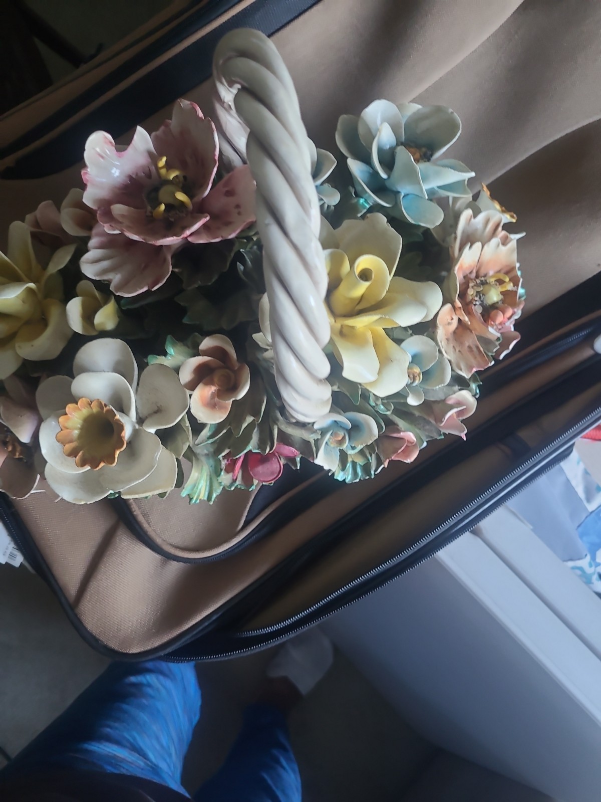 VINTAGE Capodimonte Porcelain Flower Basket From Italy 