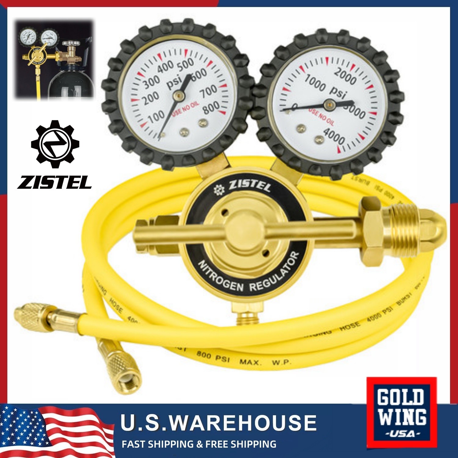 New Nitrogen Gas Regulator 0-800 PSIG HVAC Purging Pressure Charge with 2M Hose New Nitrogen Gas Regulator 0-800 PSIG HVAC Purging Pressure Charge with 2M Hose