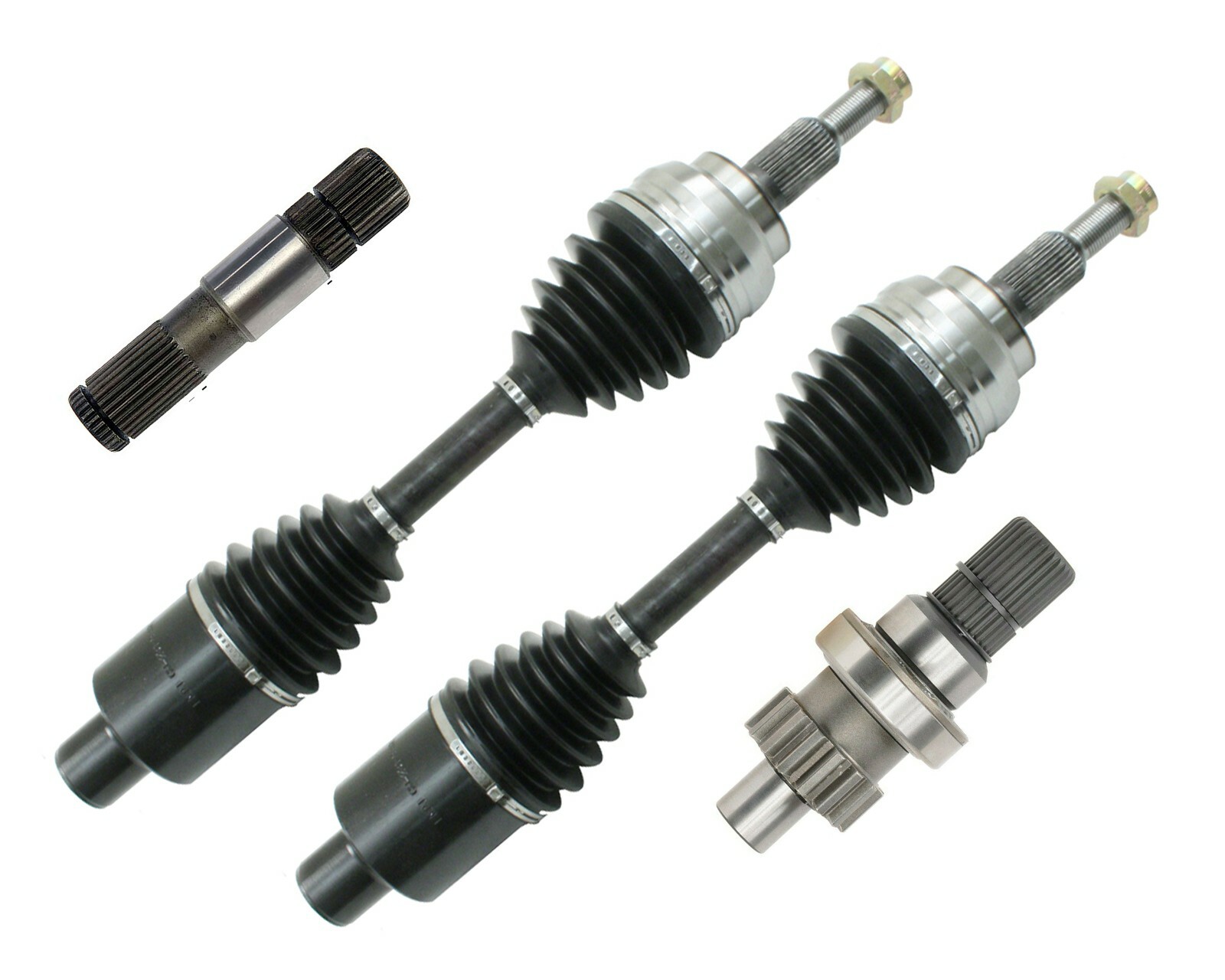 Full Set 2 Front CV Axles + 2 Intermediate Stub Shafts 2006-2010 Dodge Ram 1500