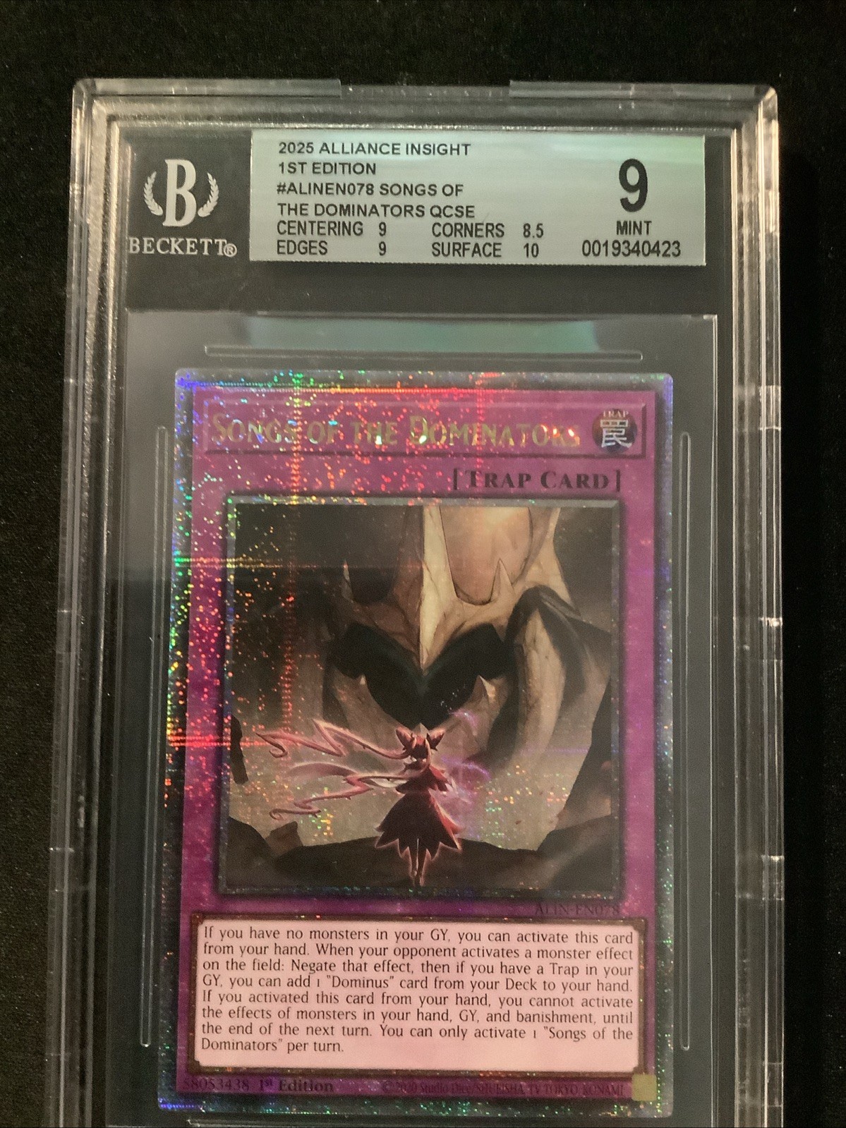 Yugioh Songs of the Dominators ALIN-EN078 Quarter Century Secret Rare - BGS 9 Yugioh Songs of the Dominators ALIN-EN078 Quarter Century Secret Rare - BGS 9