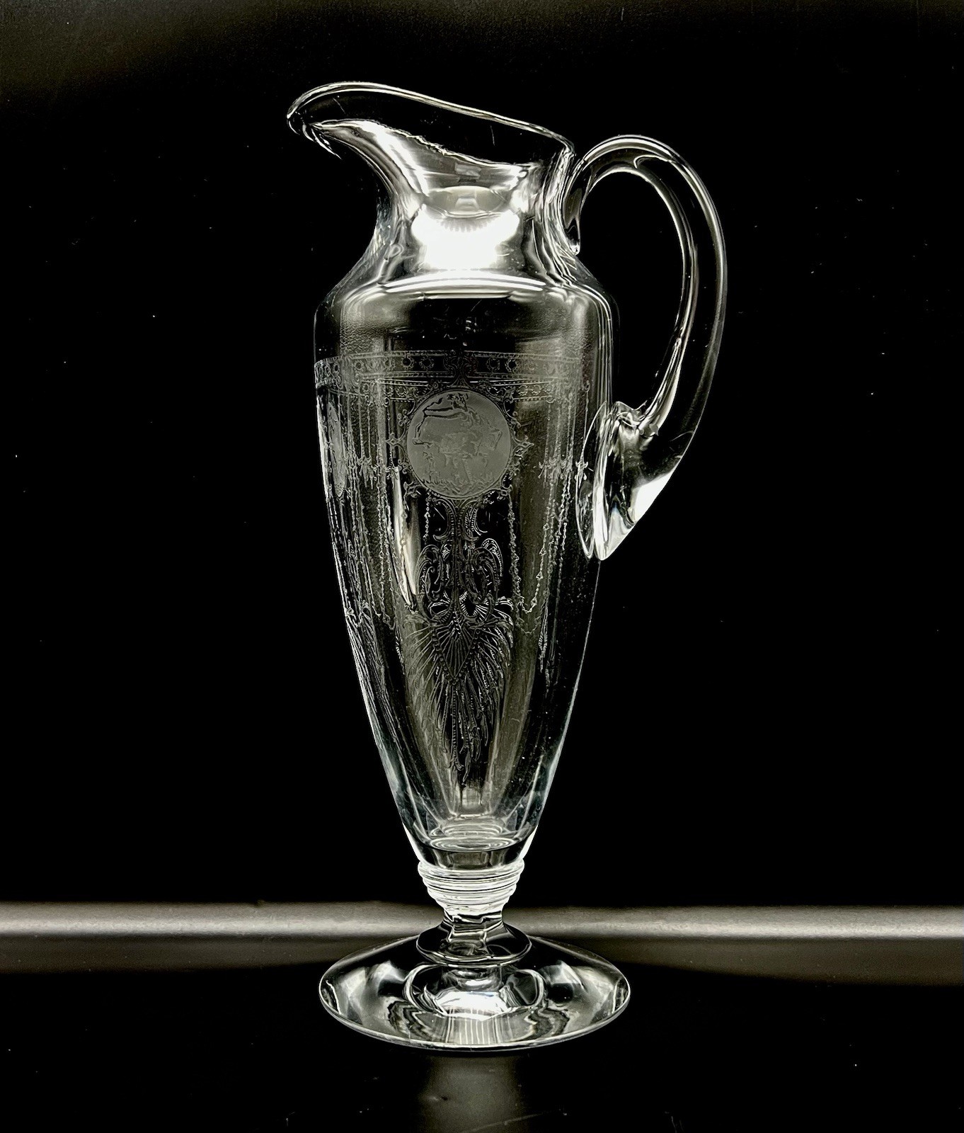 Heisey Glass Pied Piper Etched Pitcher No. 439 ~ 13 in