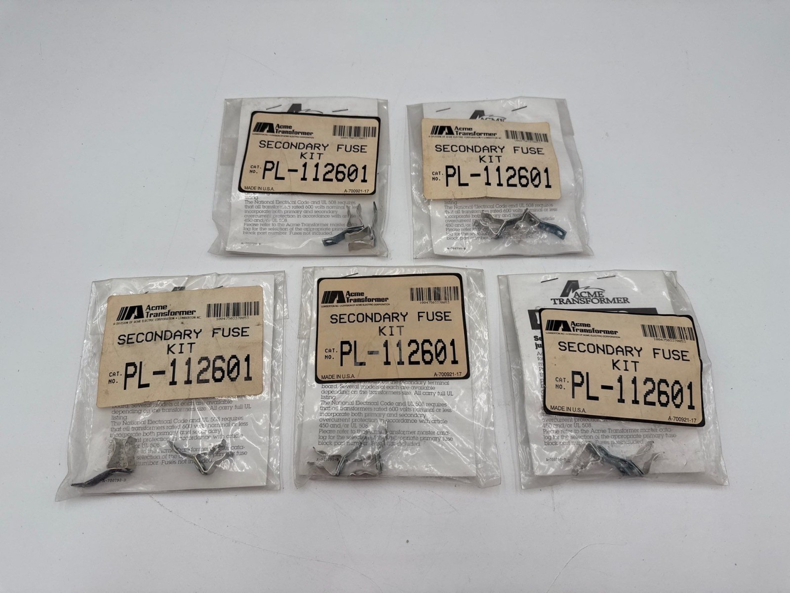 5PC Lot ACME PL-112601 Transformer Secondary Fuse Kit For 13/32\ 5PC Lot ACME PL-112601 Transformer Secondary Fuse Kit For 13/32\