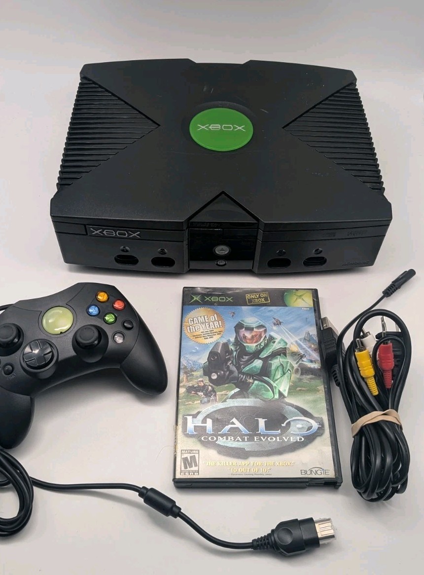 Original Microsoft Xbox OG Black Console With Controller Game Tested Read Descri