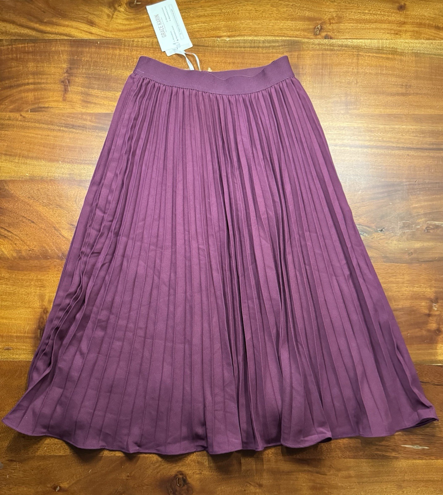 Grace Karin Purple Pleated Skirt Women\'s Size S Elastic Waist A Line Flowy - NWT Grace Karin Purple Pleated Skirt Women\'s Size S Elastic Waist A Line Flowy - NWT