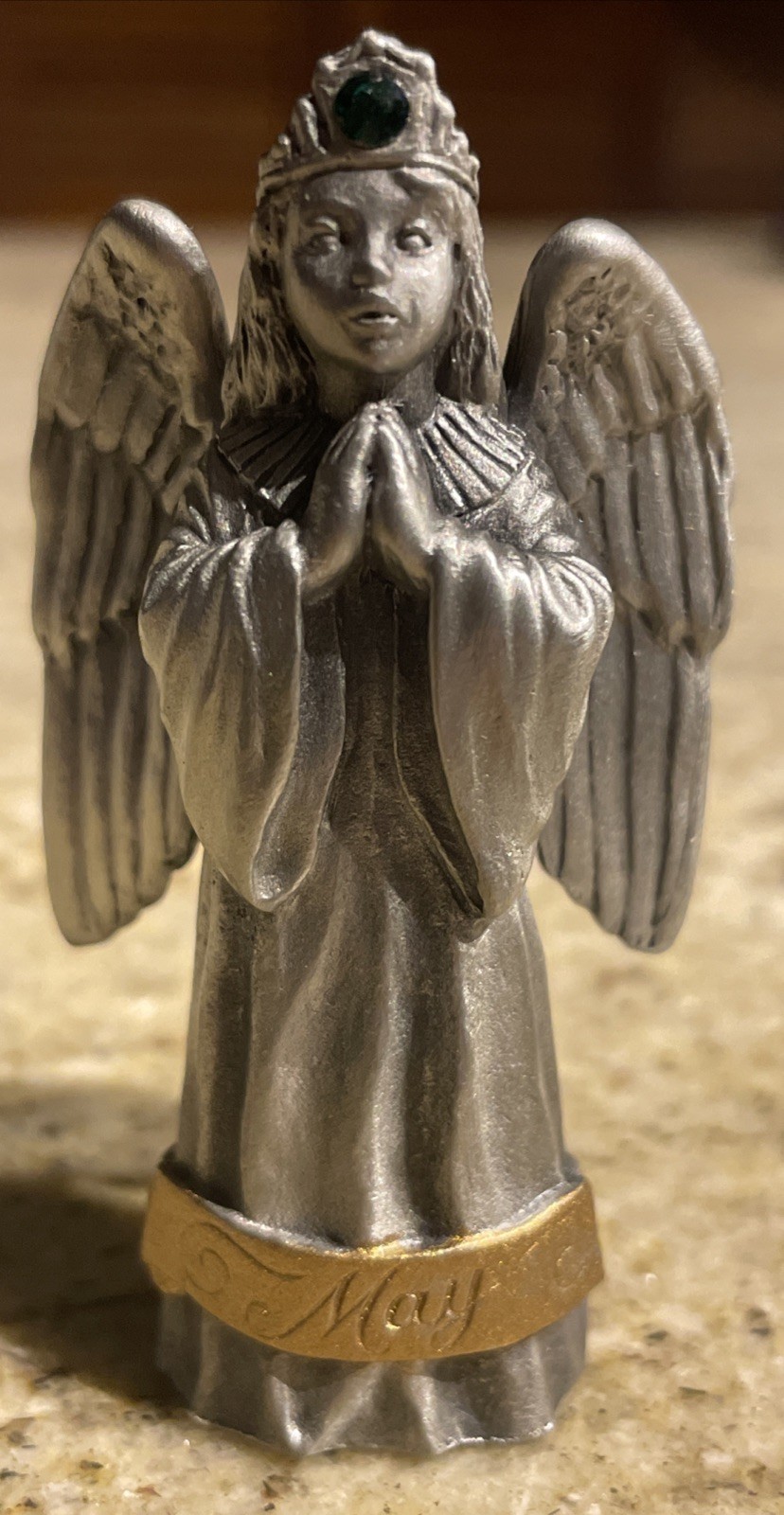 Vintage Hudson Pewter MAY Birthday/Birthstone Angel Figurine 1995 / 2.5” NOS