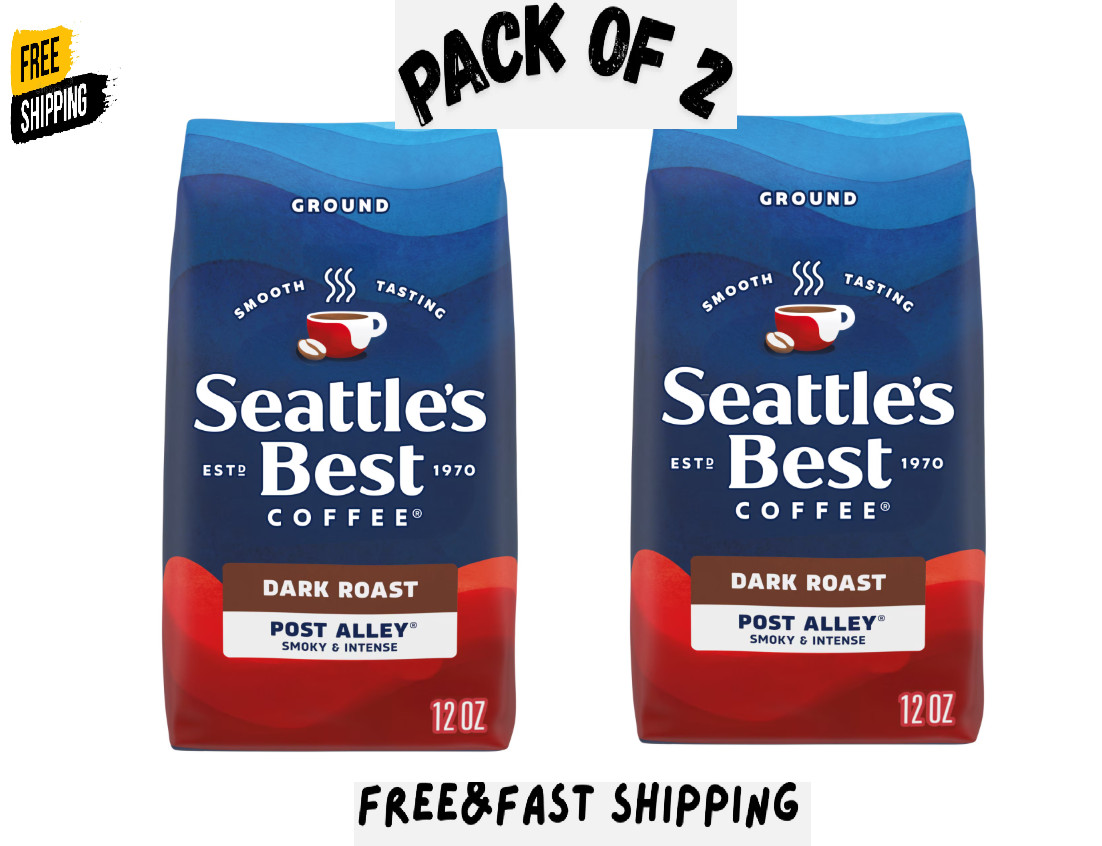 Seattle’s Best Post Alley Dark Roast Ground Coffee 12oz – 2 Pack 100% Arabica