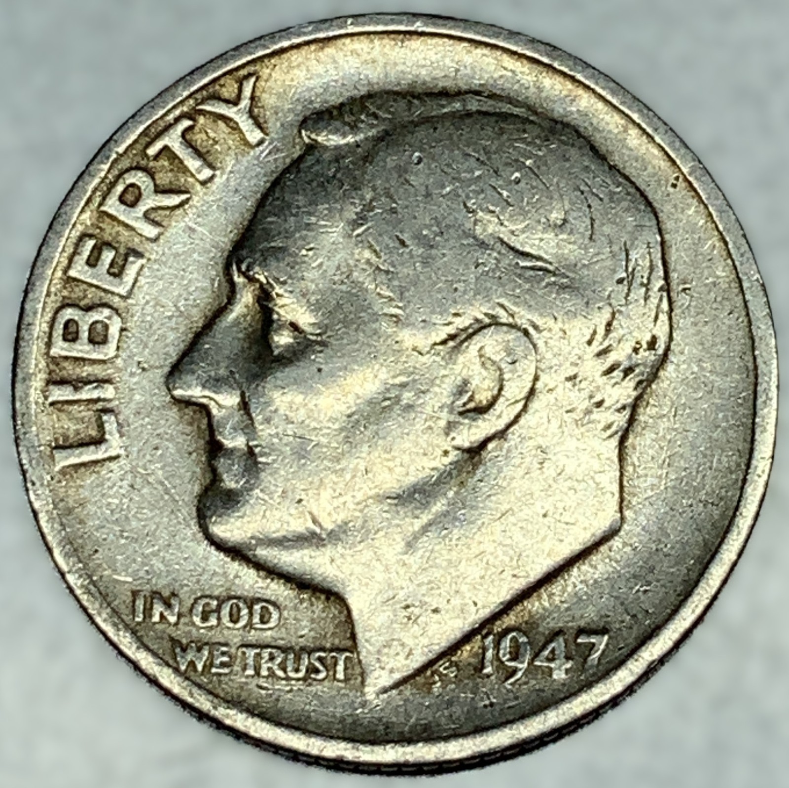 1947 S Roosevelt Dime 90% Silver Circulated San Francisco US Coin - 5296 1947 S Roosevelt Dime 90% Silver Circulated San Francisco US Coin - 5296