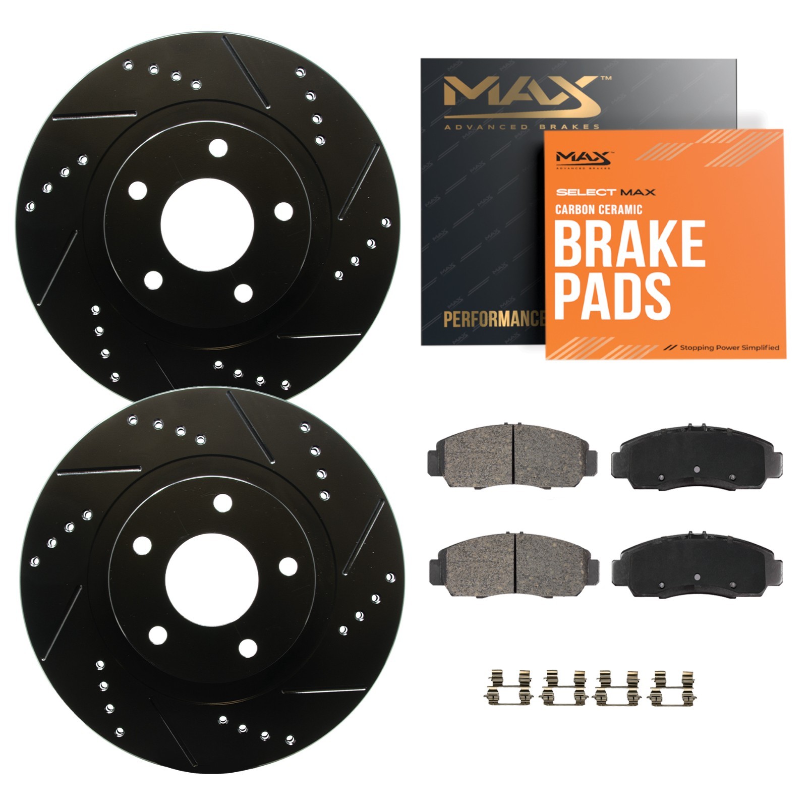 Front Drilled Slotted Rotors + Pads for Chevy Silverado 1500 GMC Sierra 1500 Front Drilled Slotted Rotors + Pads for Chevy Silverado 1500 GMC Sierra 1500