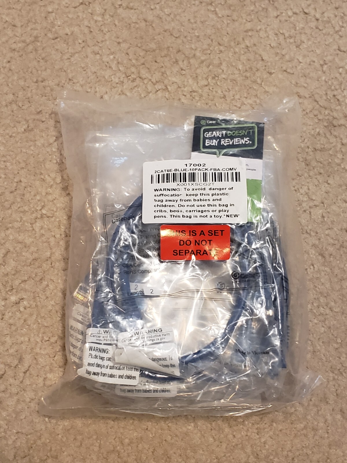 NEW 2ft - CAT6  10 Pack Ethernet Network LAN Patch Cable Wire 550 MHz RJ45 Blue