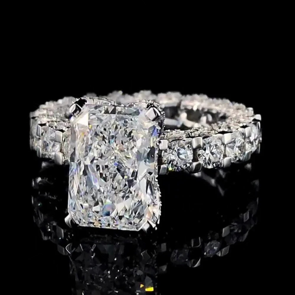 IGI 5.75 Ct Radiant F-VS1 Lab Grown Diamond Wedding Band Ring 14K White Gold