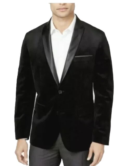 NWT INC Mens Black Velvet Blazer Formal Size Medium Regular Fit $129