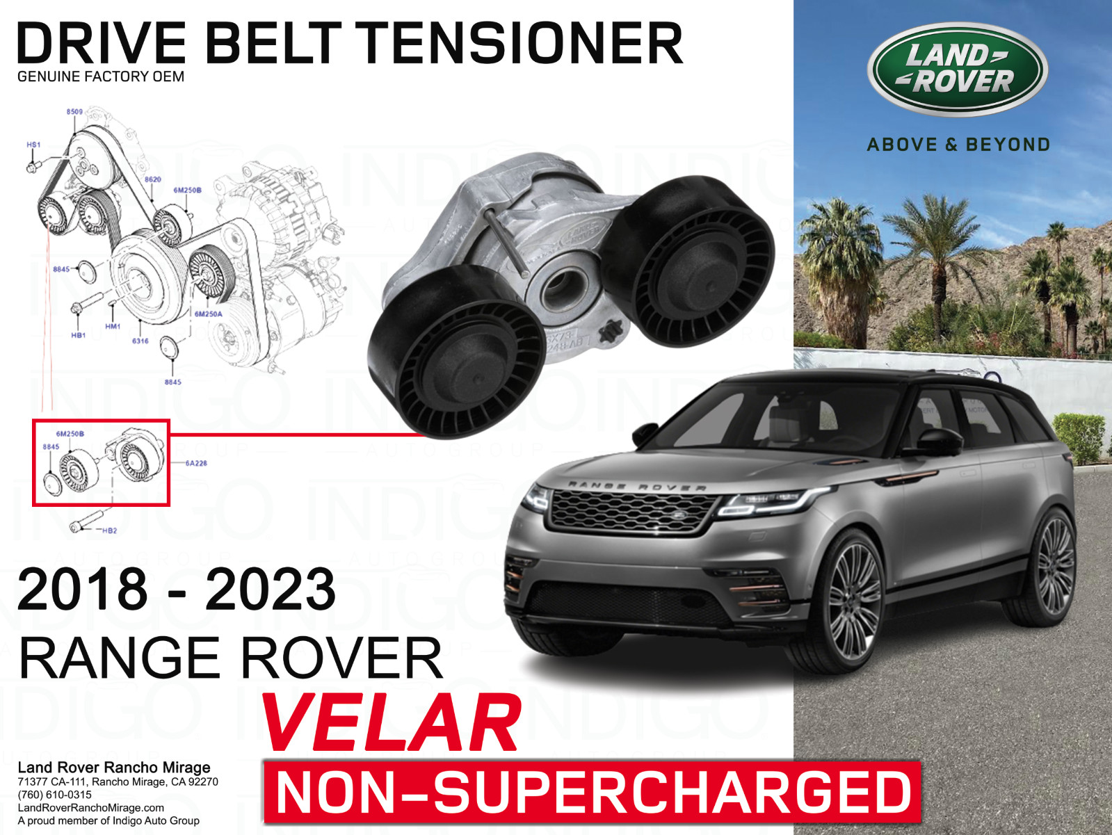 2018-2023 RANGE ROVER VELAR Genuine Land Rover OE Pulley - Tension LR114017 2018-2023 RANGE ROVER VELAR Genuine Land Rover OE Pulley - Tension LR114017