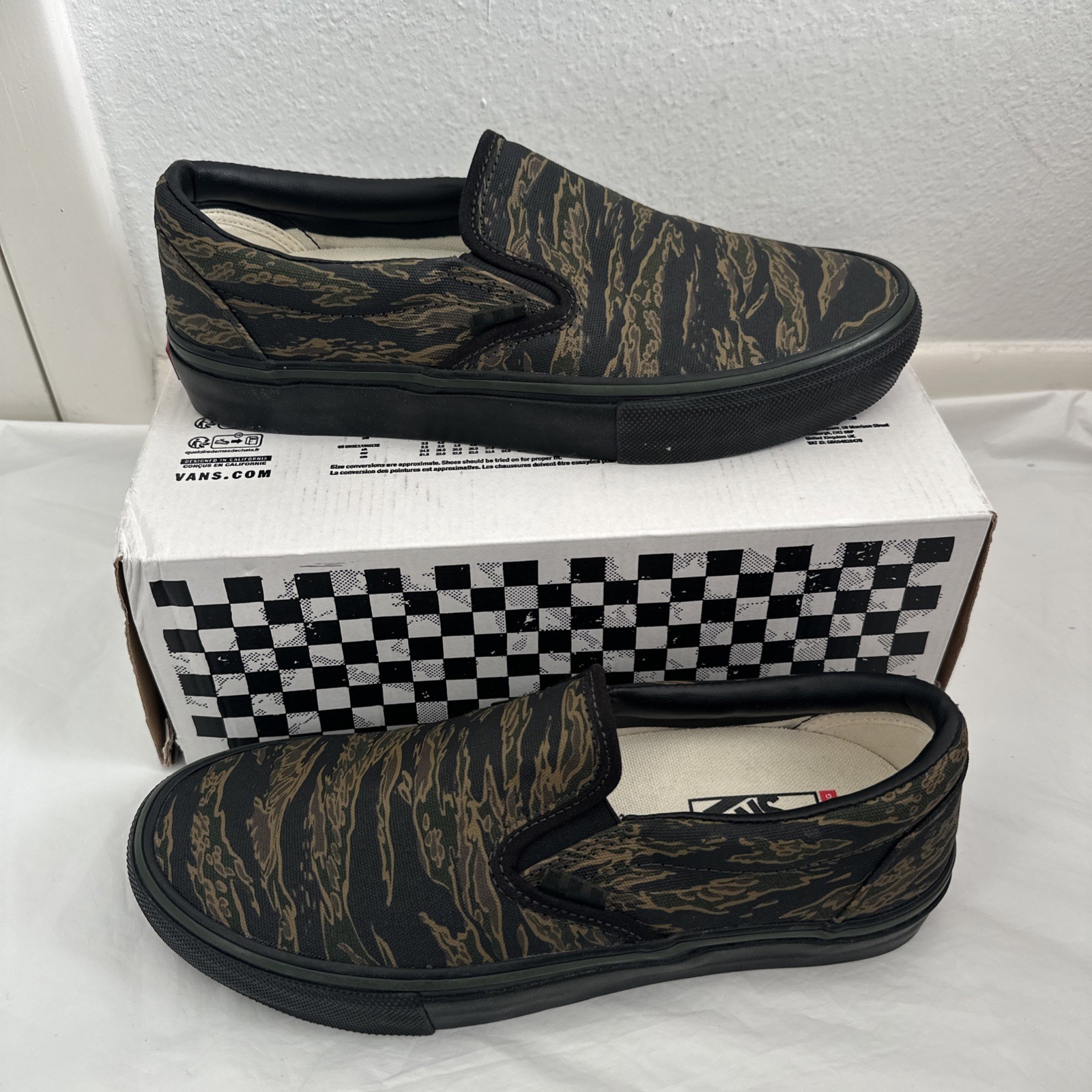 Vans Skate Slip-On Tiger Camo Green Black VN0A5FCA9L7 Men\'s US 9 NEW Vans Skate Slip-On Tiger Camo Green Black VN0A5FCA9L7 Men\'s US 9 NEW