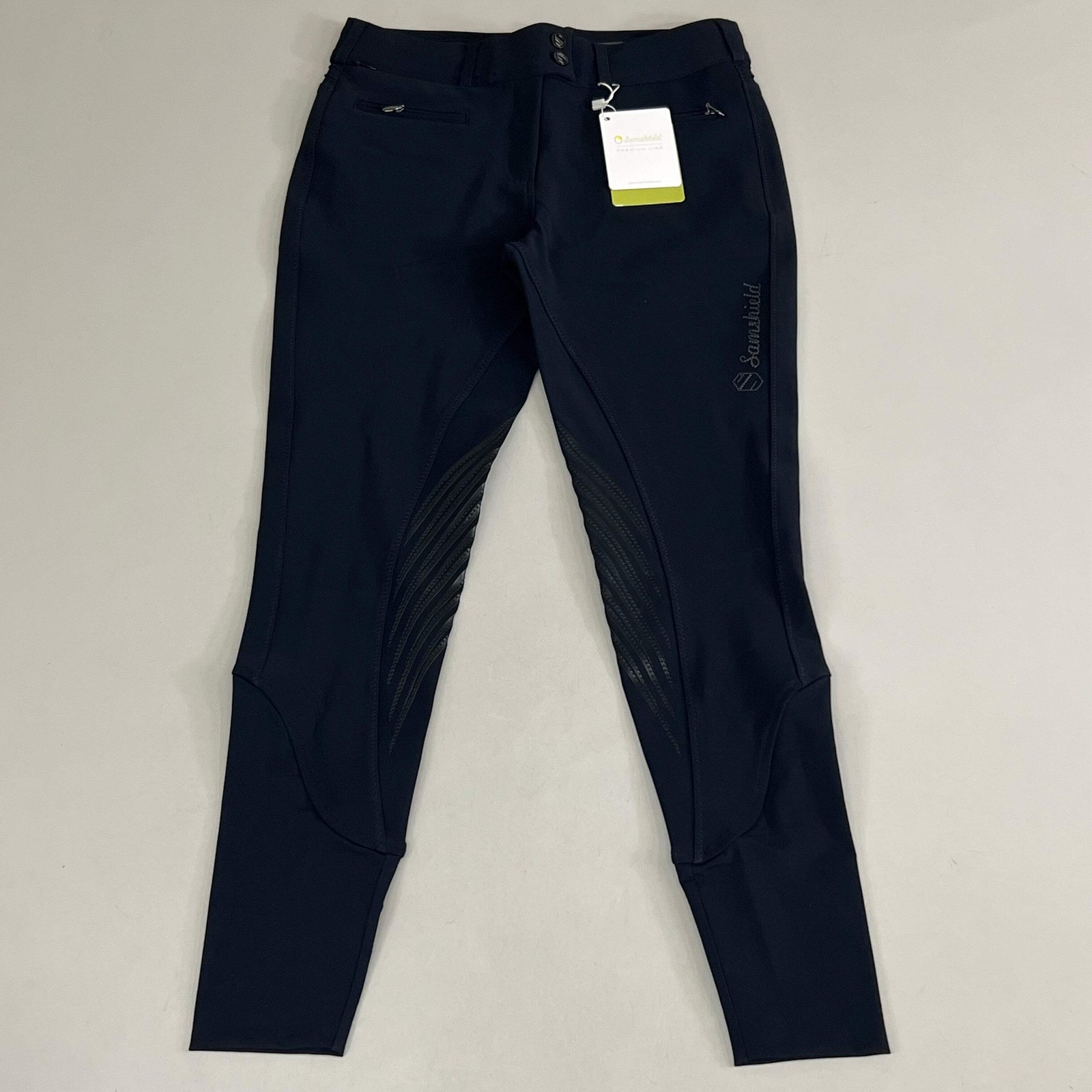 SAMSHIELD Chloe Metal Dots Equestrian Pants Women\'s Sz US 26, UK 8, FR 36 Black