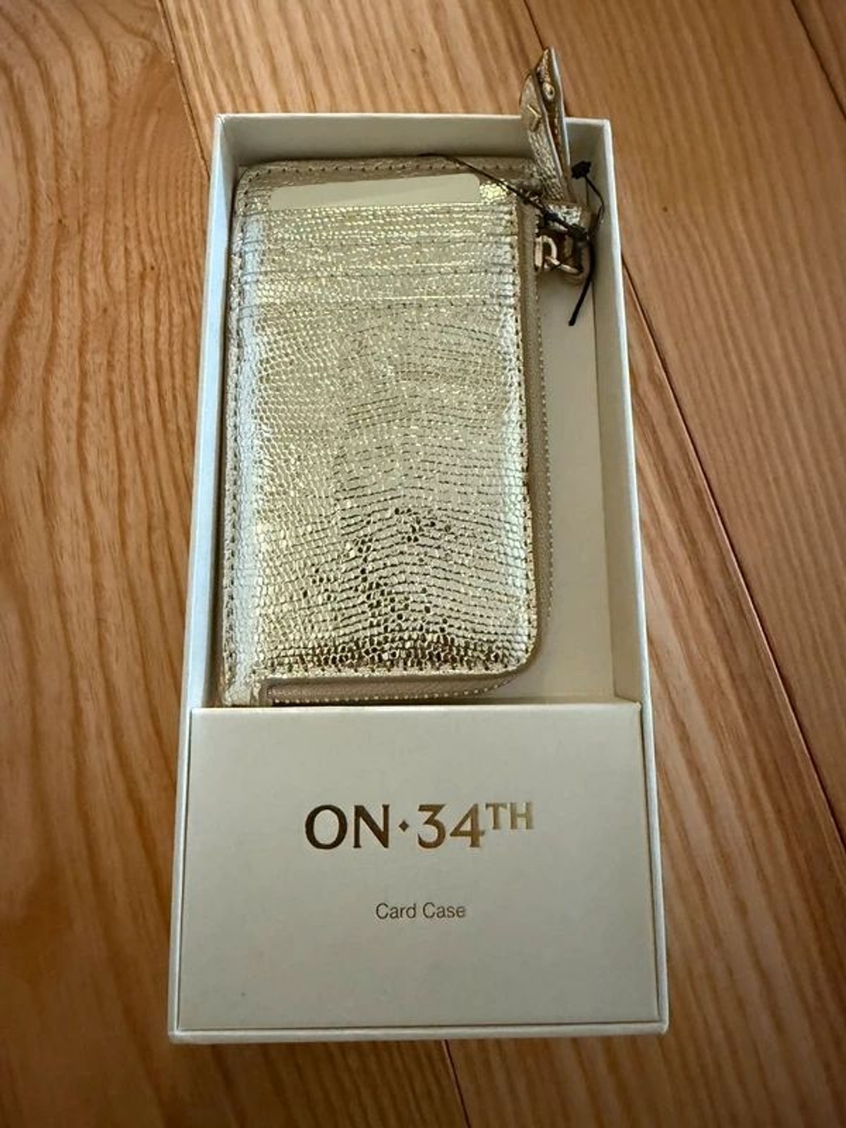 On 34th Ramonah Gold Lizard Card Case Wallet NWT