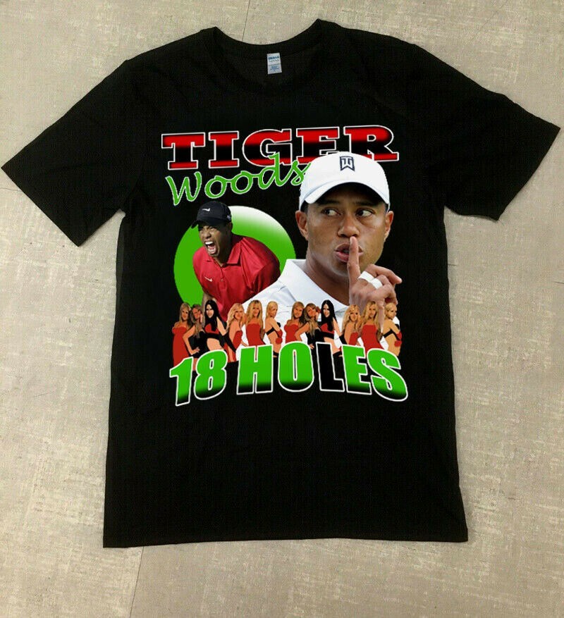 NEW Tiger woods 18 holes Cotton Black Men S-234XL T-shirt NEW Tiger woods 18 holes Cotton Black Men S-234XL T-shirt