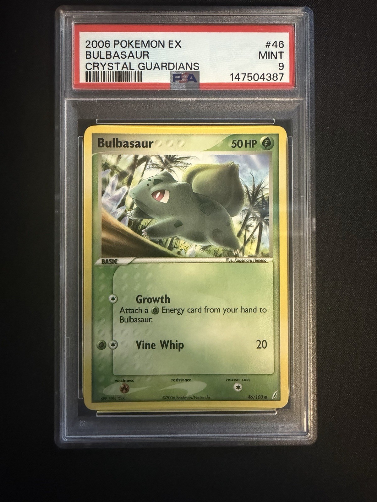 POKEMON 2006 EX Crystal Guardians BULBASAUR #46 PSA 9 - POP 32 POKEMON 2006 EX Crystal Guardians BULBASAUR #46 PSA 9 - POP 32