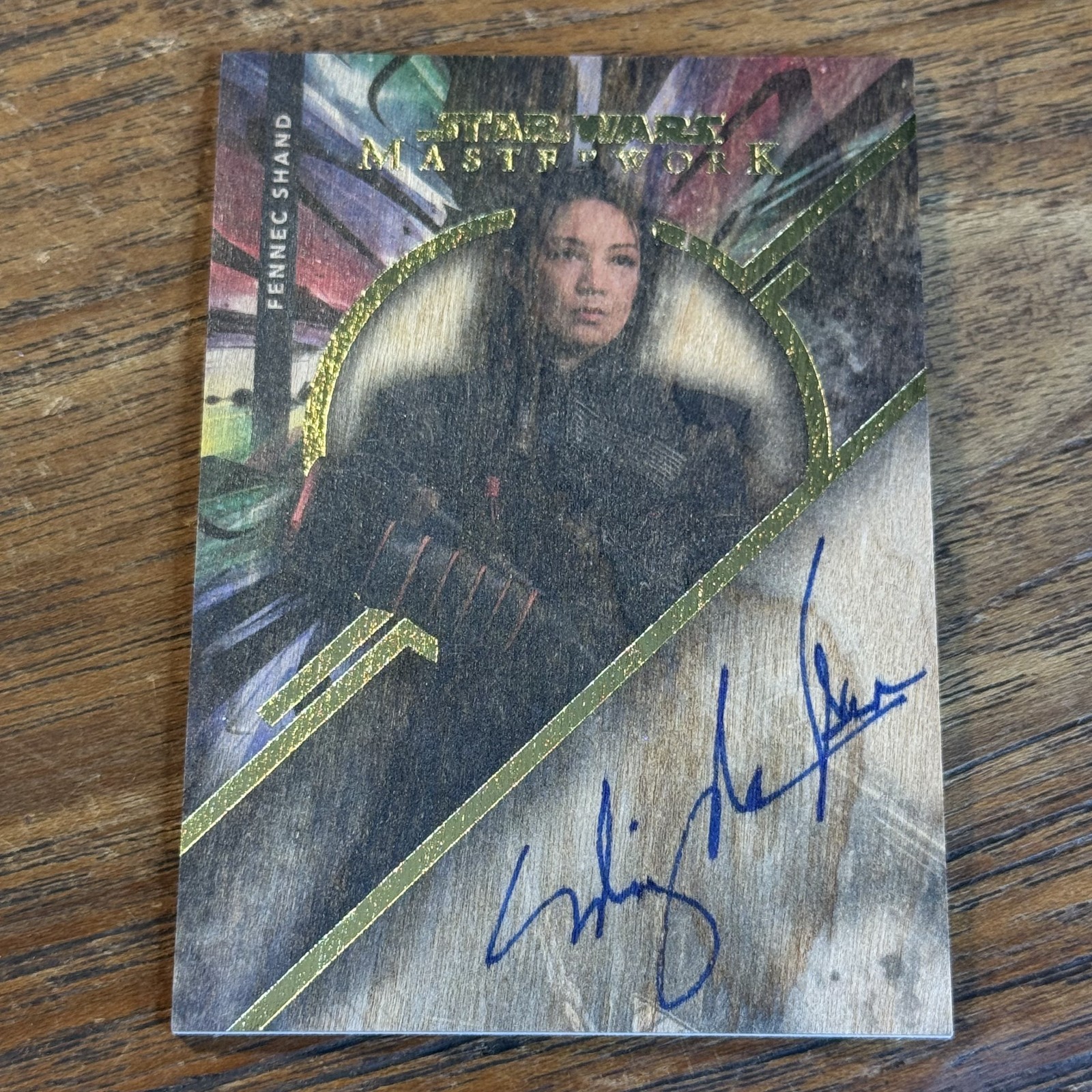 Ming-Na Wen Fennec Shand 2022 Topps Star Wars Masterwork WOOD 4/10 AUTO #MWA-MNW