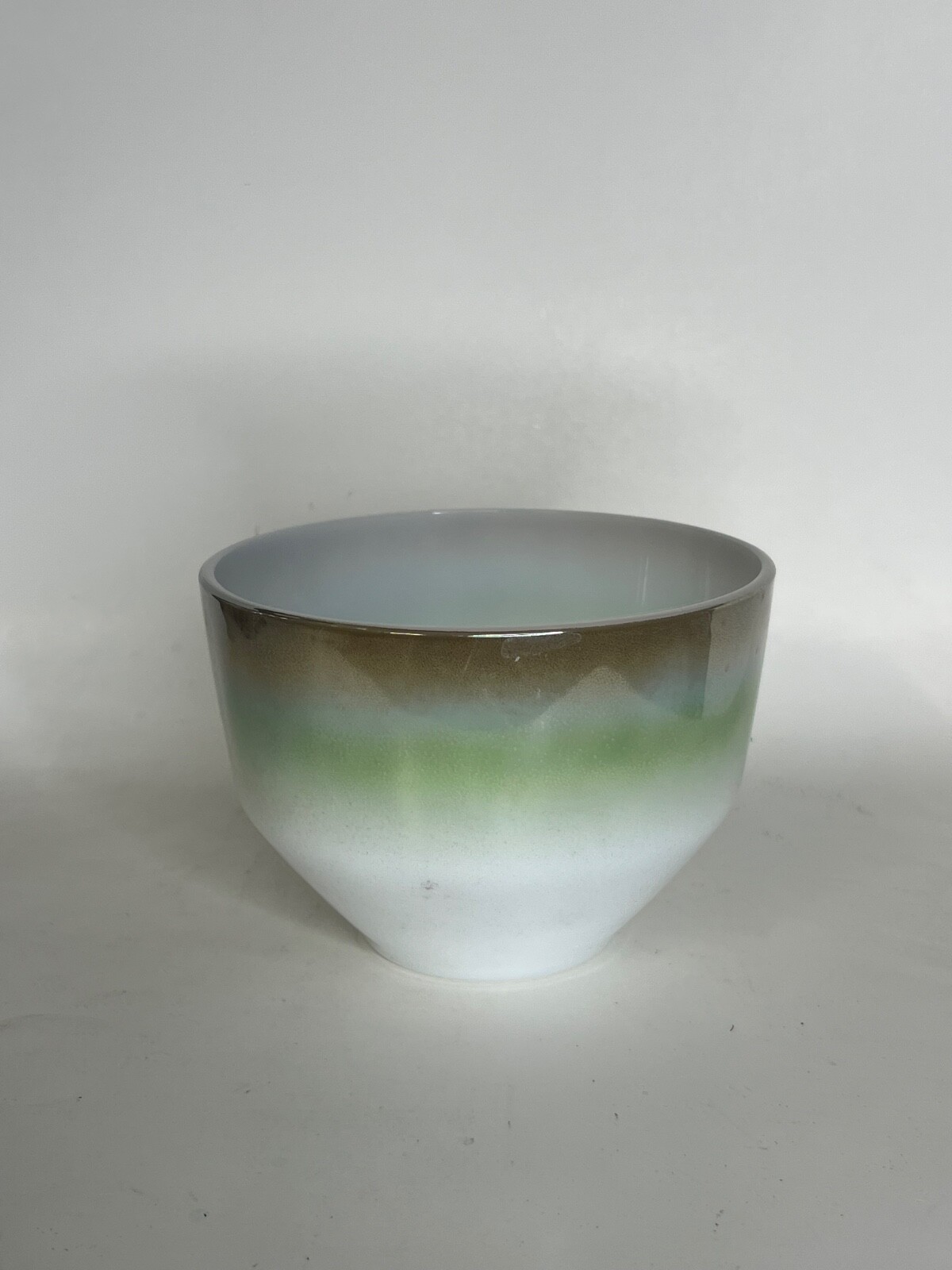 VINTAGE Federal Glass USA 2-1/2 Quart Mixing Bowl Ombre Green Gold Fade