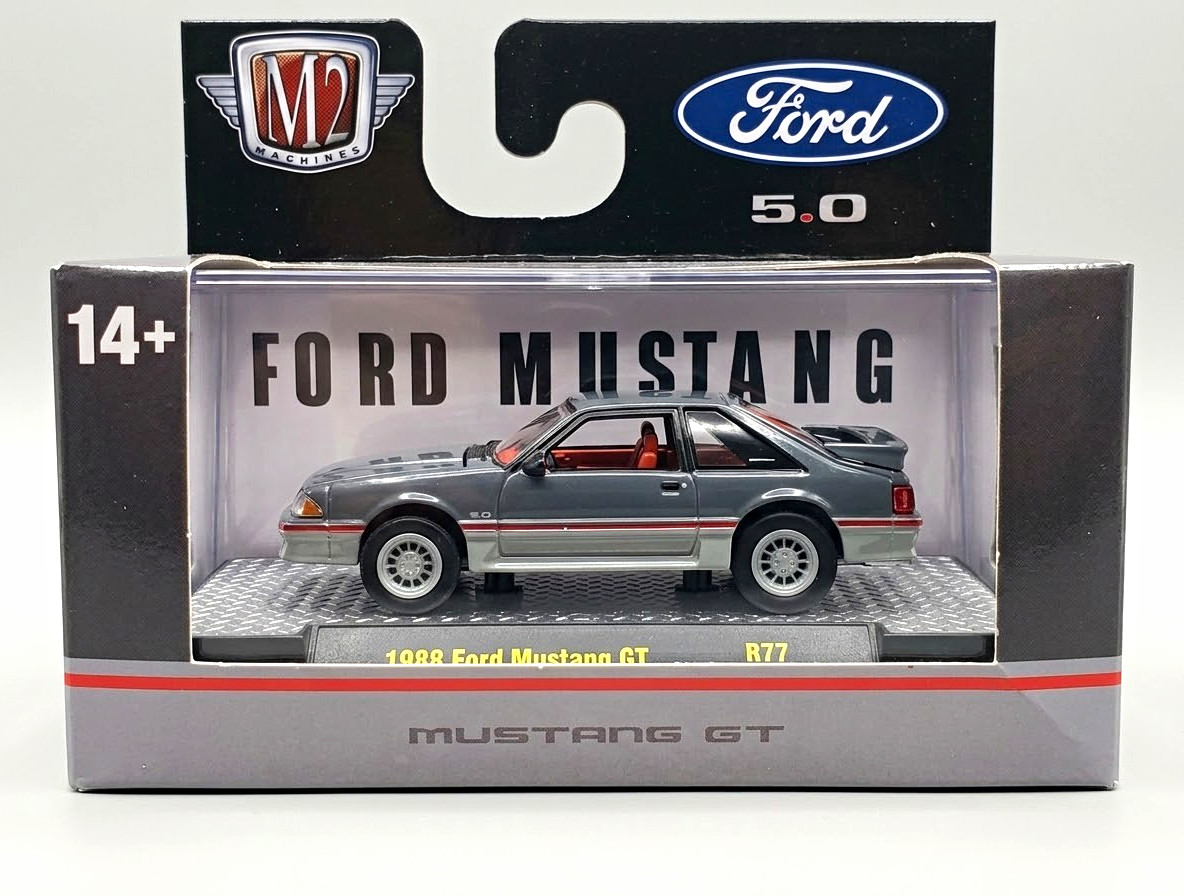 M2 Machines 1:64 1988 Ford Mustang GT Gray/Red Diecast Ford 5.0 Limited