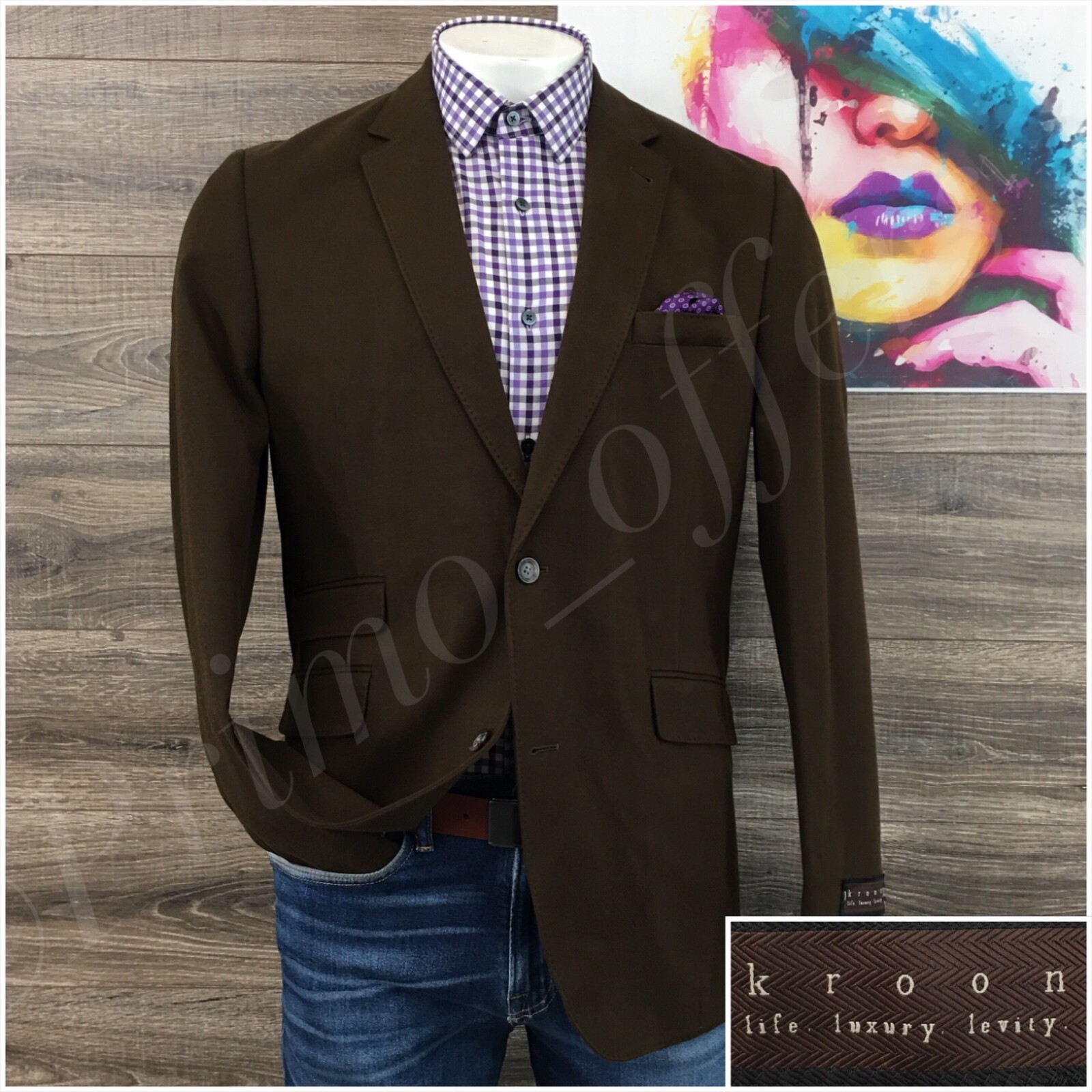 New Kroon Mens Blazer Sport Coat Casual Jacket Size 42L 2 Button Cotton Suit