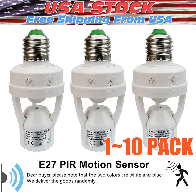 Infrared PIR Motion Sensor E27 LED Bulb Holder Socket Switch 110/220V