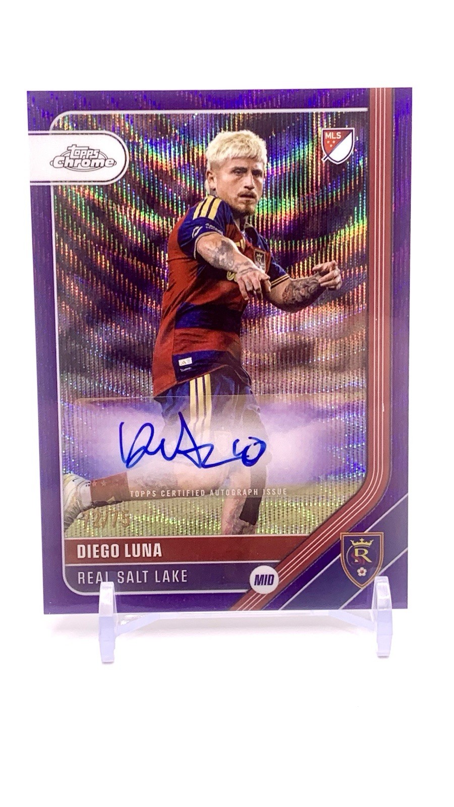 Diego Luna 2026 Topps Chrome MLS CA-DL Real Salt Lake Purple Wave Auto #/75