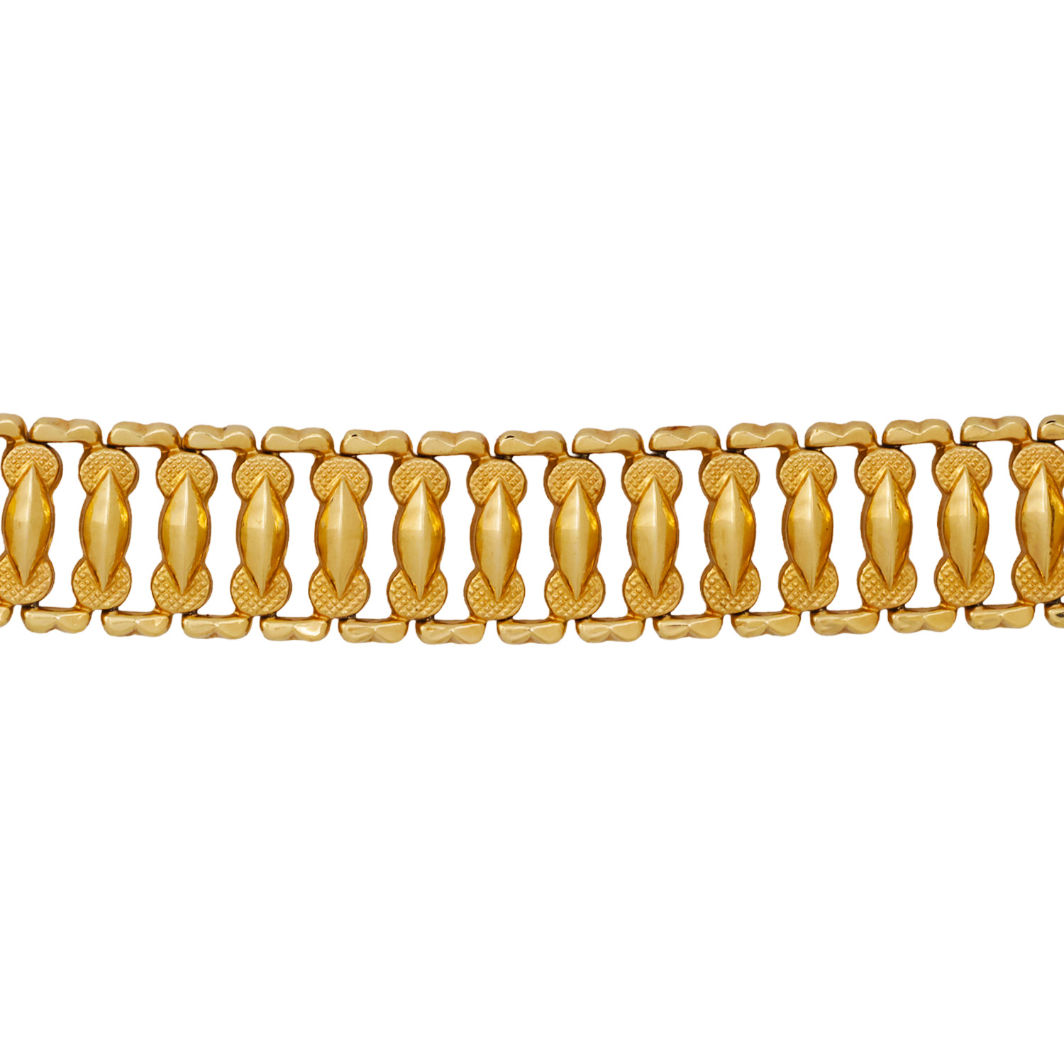 14K Gold Vintage Art Deco Fancy Link Wide Bracelet