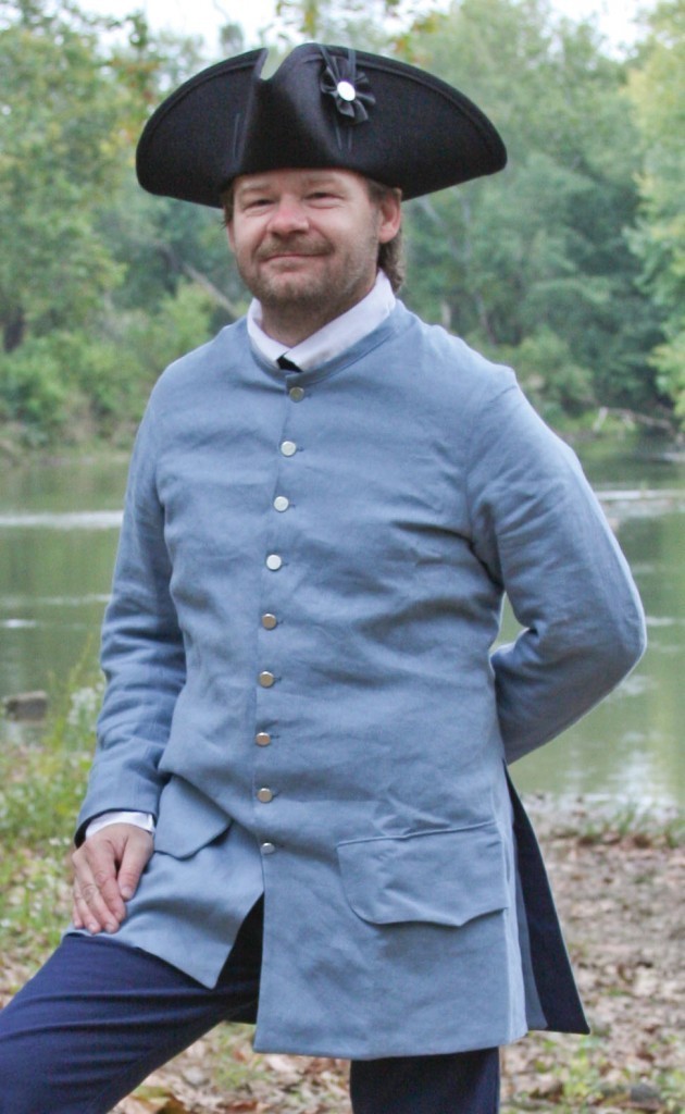 Authentic Colonial Sleeved Waistcoat in Light Blue Linen – 18th Century Frock Co