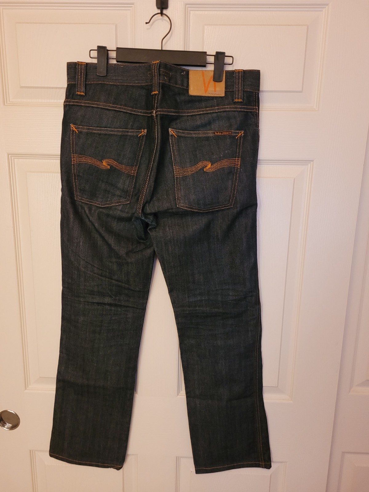 Nudie Slim Jim Dry Broken Men\'s Blue Denim Twill Jeans Fit 32x30